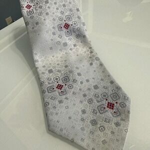 Vintage Golden Clasp by Prince Consort white and red patterned tie